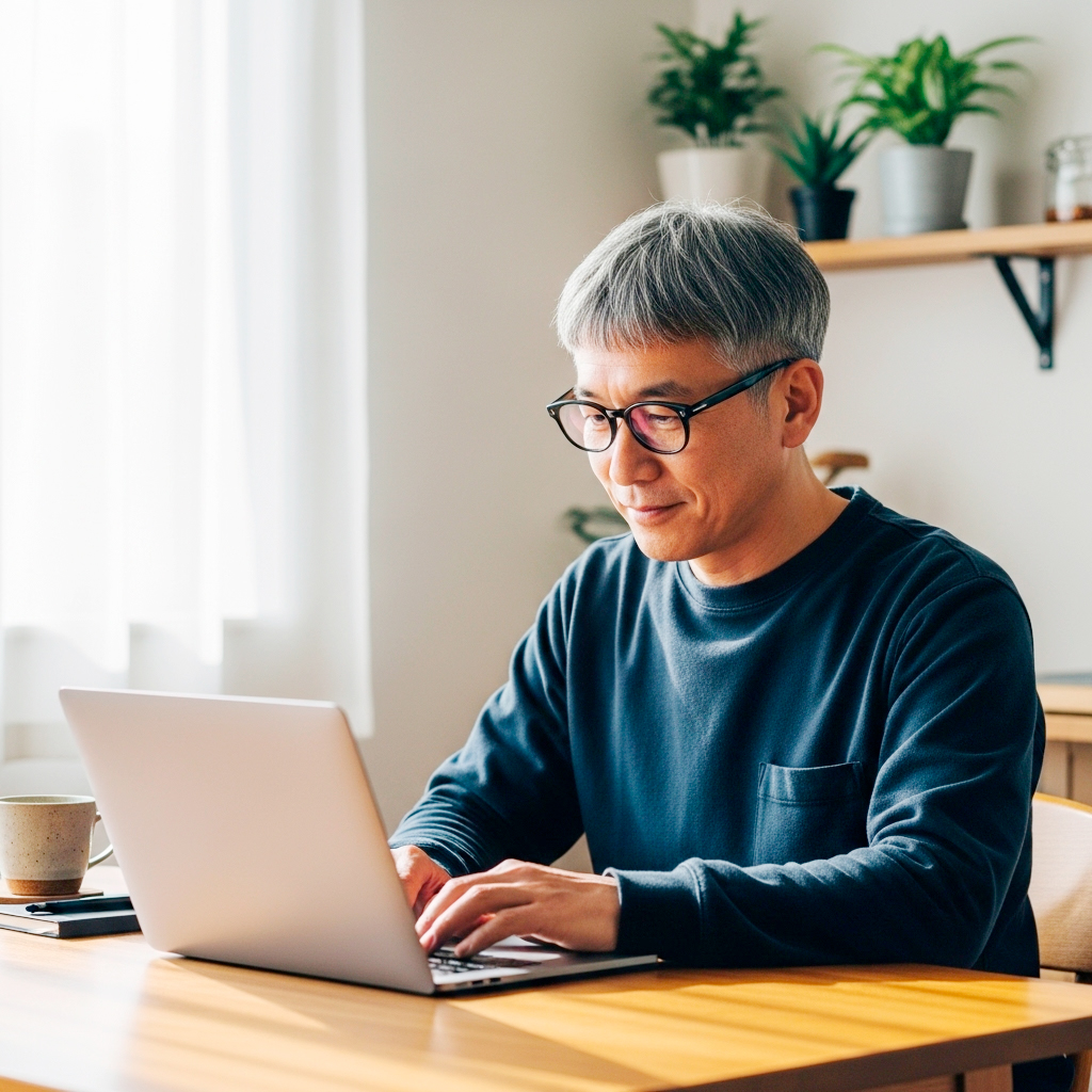 リモートワークする男性のイメージ画像